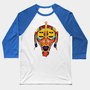 Orange Blue African Mask No 11 Baseball T-Shirt